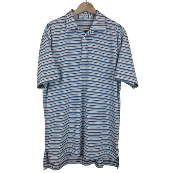 Peter Millar Summer Comfort Men's L Striped Shirt Golfing Golf‎ Wicking Stretch - Picture 1 of 5